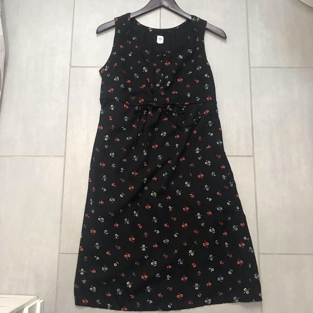 GAP black floral maternity dress